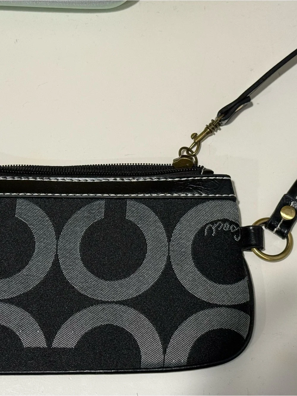 Coach Black & Gray Signature Wristlet